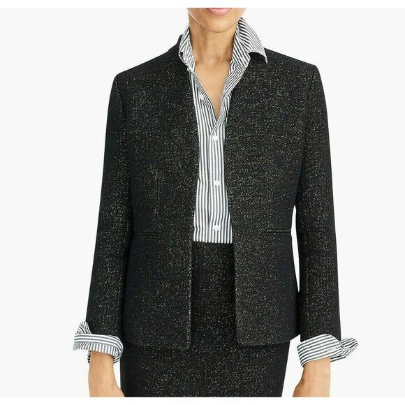 J. Crew Jackets & Blazers - J.Crew Womens Jacket Going Out Blazer Tinsel Tweed Wool Blend Lined Black Size 2